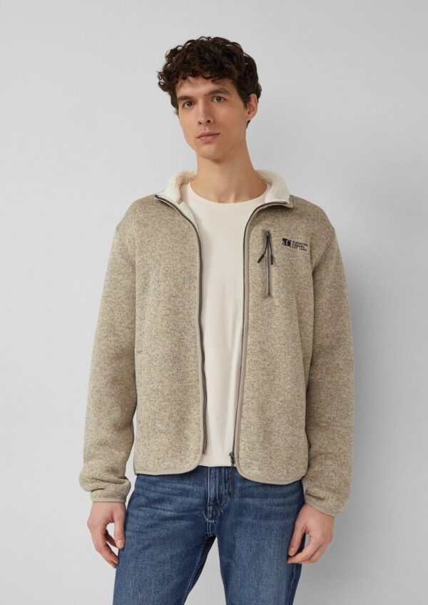 Sweatjacke mit Teddy-Plüsch-Futter in Strick-Optik