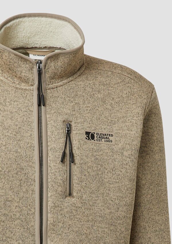 Sweatjacke mit Teddy-Plüsch-Futter in Strick-Optik