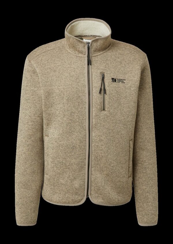 Sweatjacke mit Teddy-Plüsch-Futter in Strick-Optik