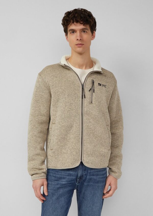 Sweatjacke mit Teddy-Plüsch-Futter in Strick-Optik