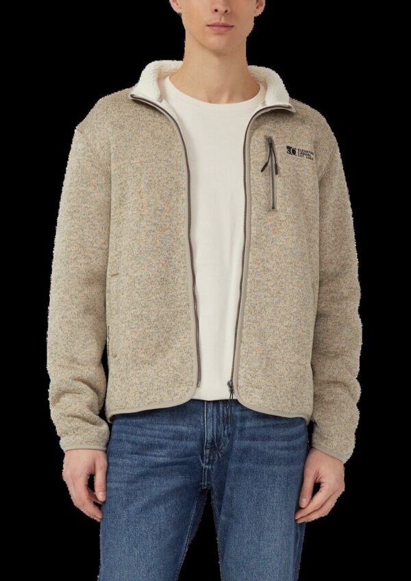 Sweatjacke mit Teddy-Plüsch-Futter in Strick-Optik