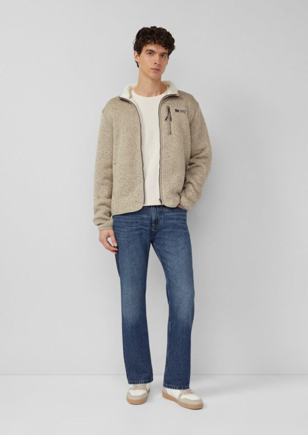 Sweatjacke mit Teddy-Plüsch-Futter in Strick-Optik