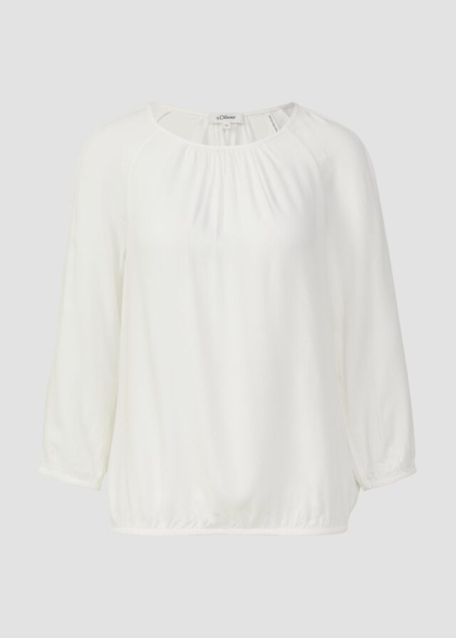 Strukturierte Viskose-Bluse mit Raff-Details
