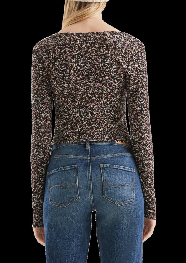 Geripptes T-Shirt aus Viskosemix mit All-over-Print