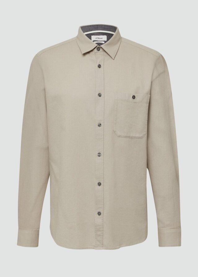 Regular Fit: Strukturiertes Baumwollhemd mit Brusttasche