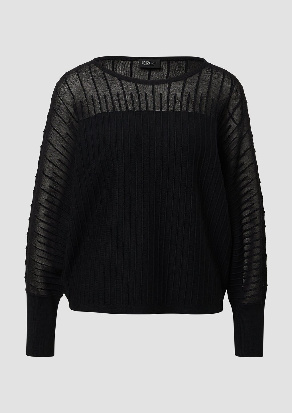 Feinstrickpullover mit Fledermausärmeln und Ottoman-Struktur