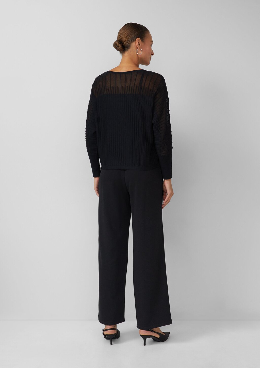 Feinstrickpullover mit Fledermausärmeln und Ottoman-Struktur