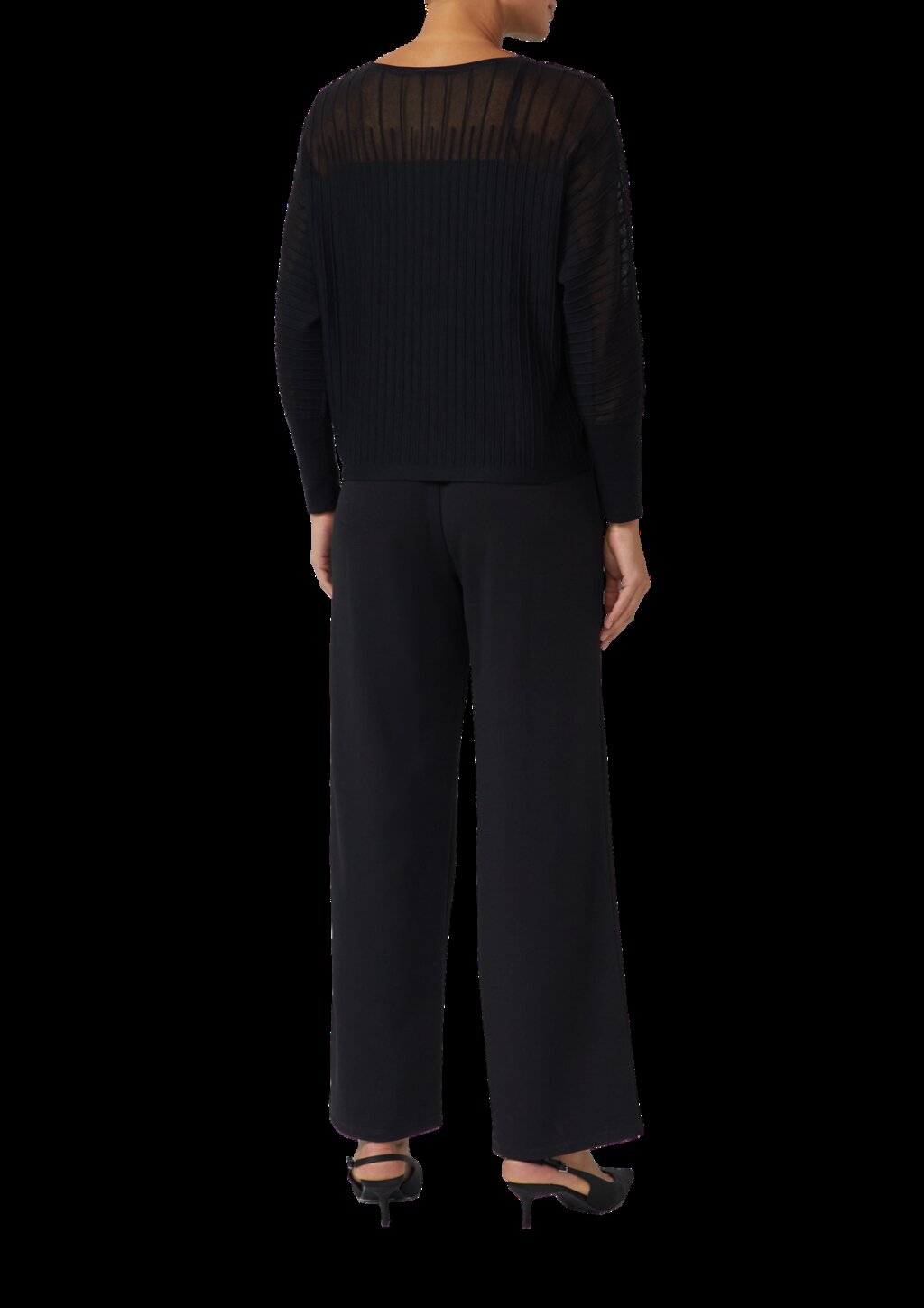 Feinstrickpullover mit Fledermausärmeln und Ottoman-Struktur