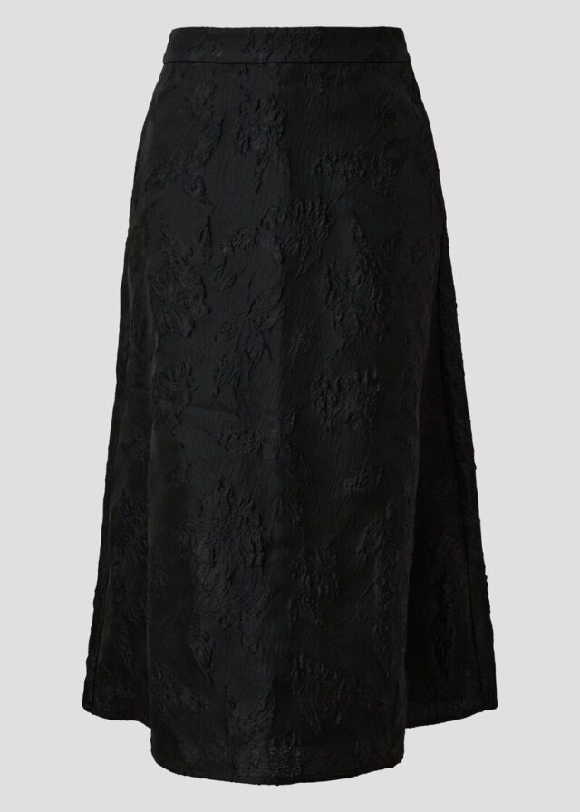 Ausgestellter Jacquard-Rock mit hohem Bund und verdecktem Reißverschluss