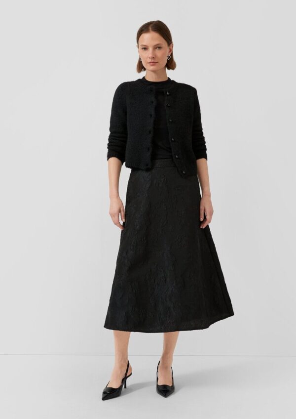 Ausgestellter Jacquard-Rock mit hohem Bund und verdecktem Reißverschluss