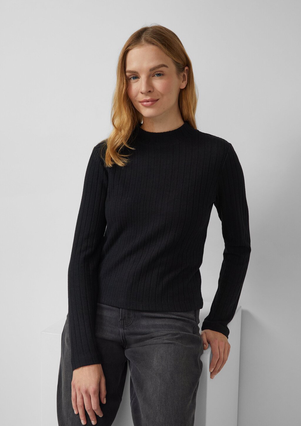 Weiches Longsleeve mit Stehkragen