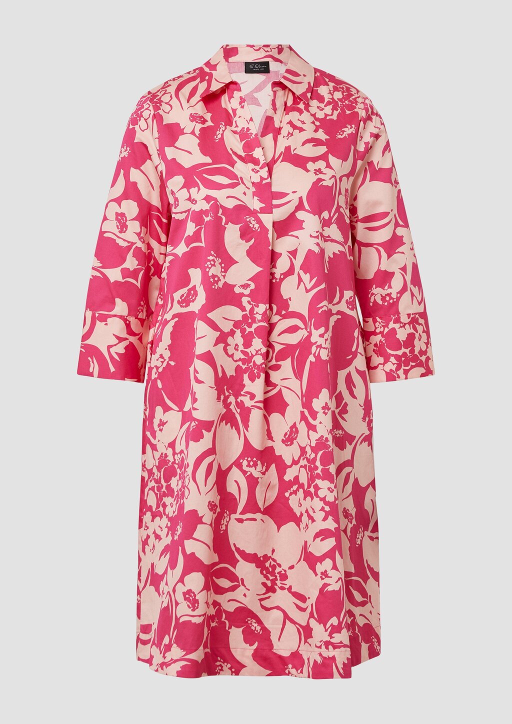 Kurzes Popeline-Kleid mit Print und Knopfleiste