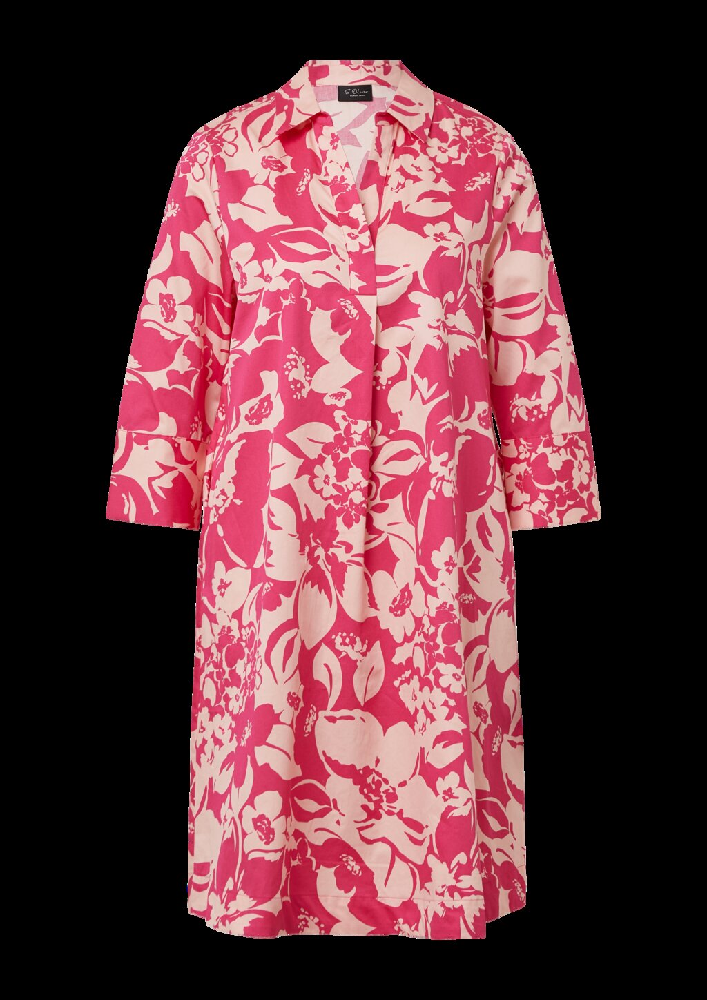 Kurzes Popeline-Kleid mit Print und Knopfleiste