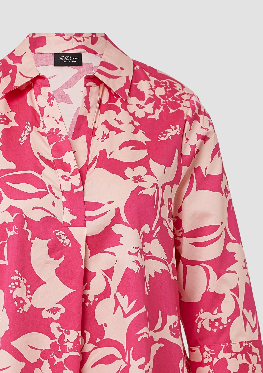 Kurzes Popeline-Kleid mit Print und Knopfleiste