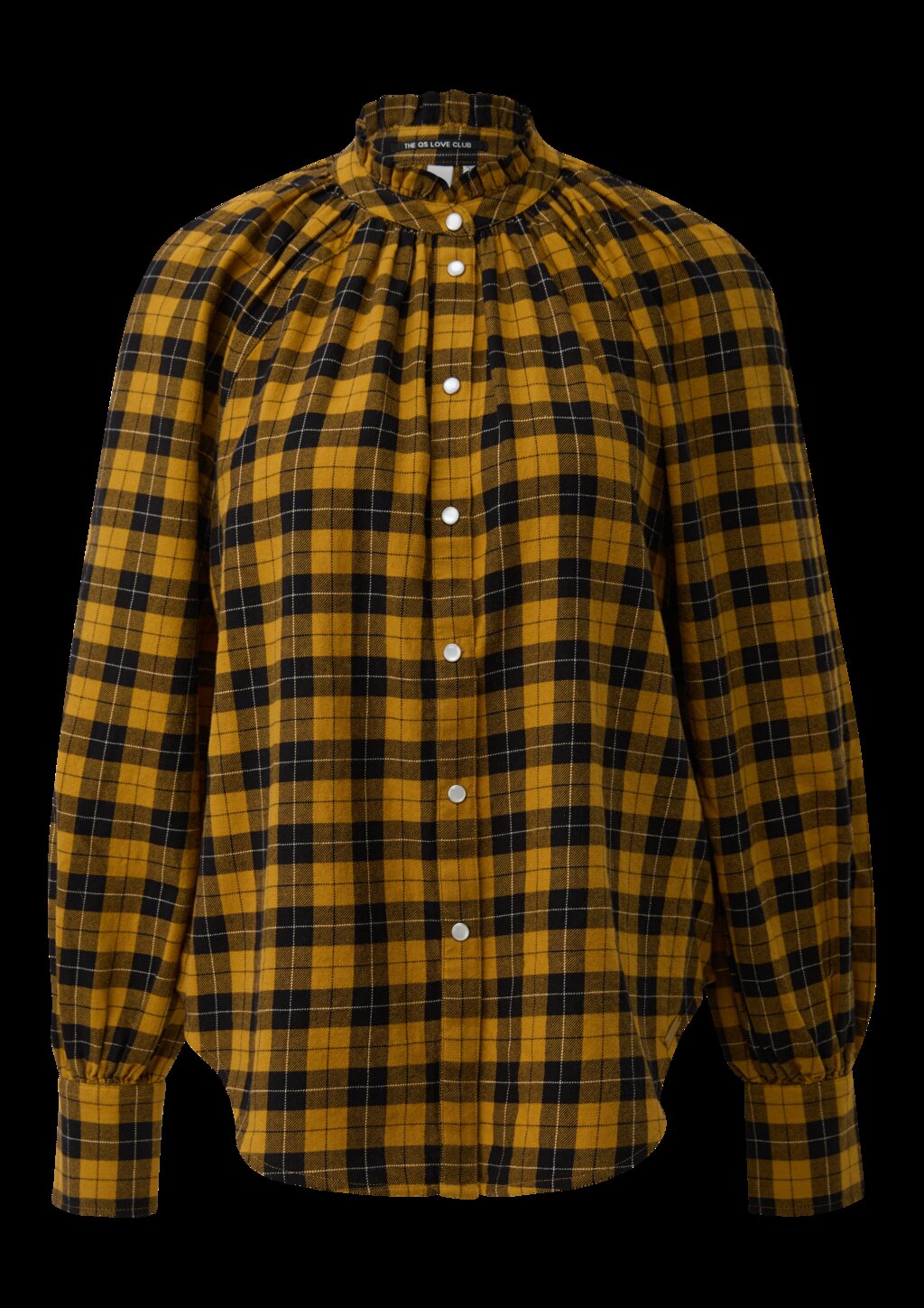 Karobluse mit Raglanärmel und Rüsche am Stehkragen