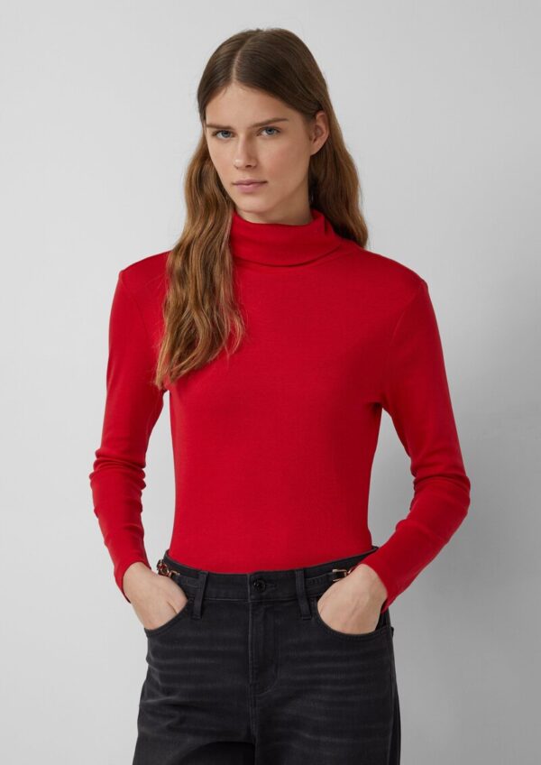 Rollkragen-Langarmshirt im Slim Fit