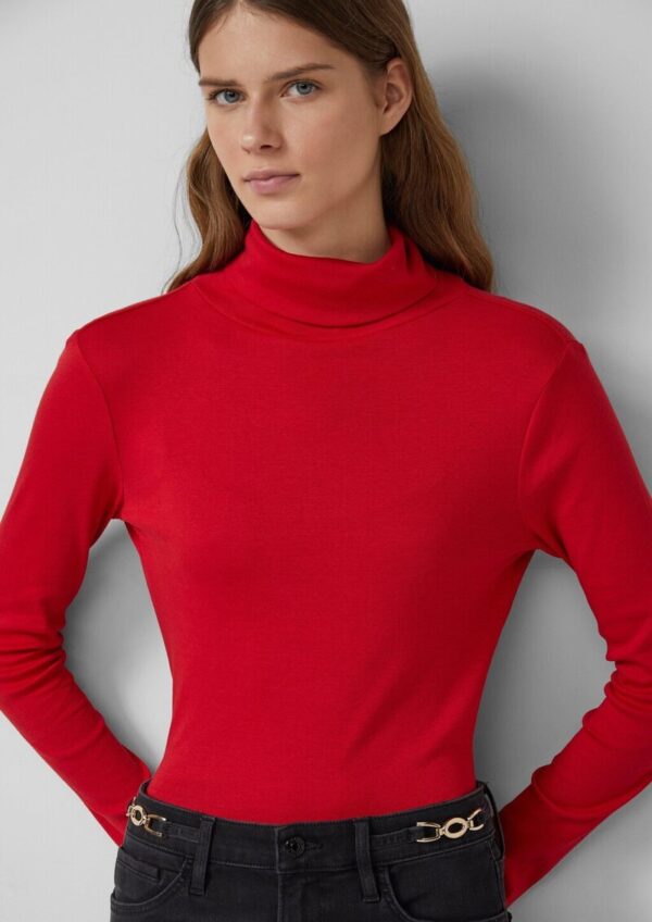 Rollkragen-Langarmshirt im Slim Fit