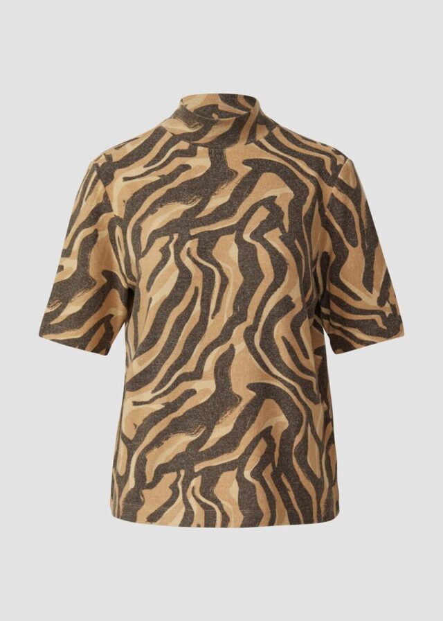 Weiches Shirt mit Animal-Print und Stehkragen