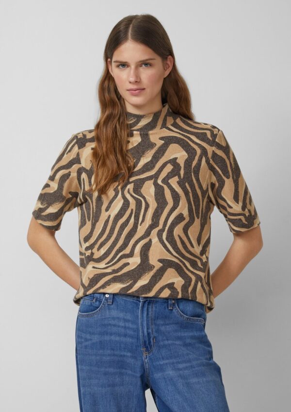 Weiches Shirt mit Animal-Print und Stehkragen