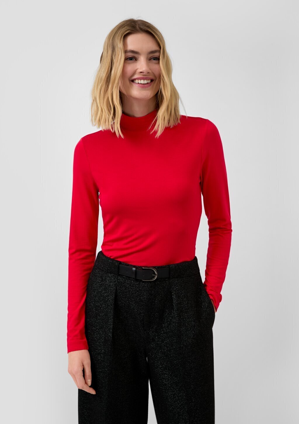 Slim Fit Jerseyshirt mit Stehkragen