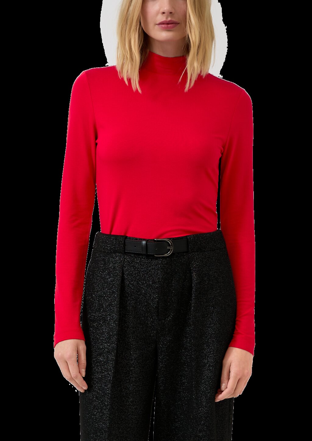 Slim Fit Jerseyshirt mit Stehkragen