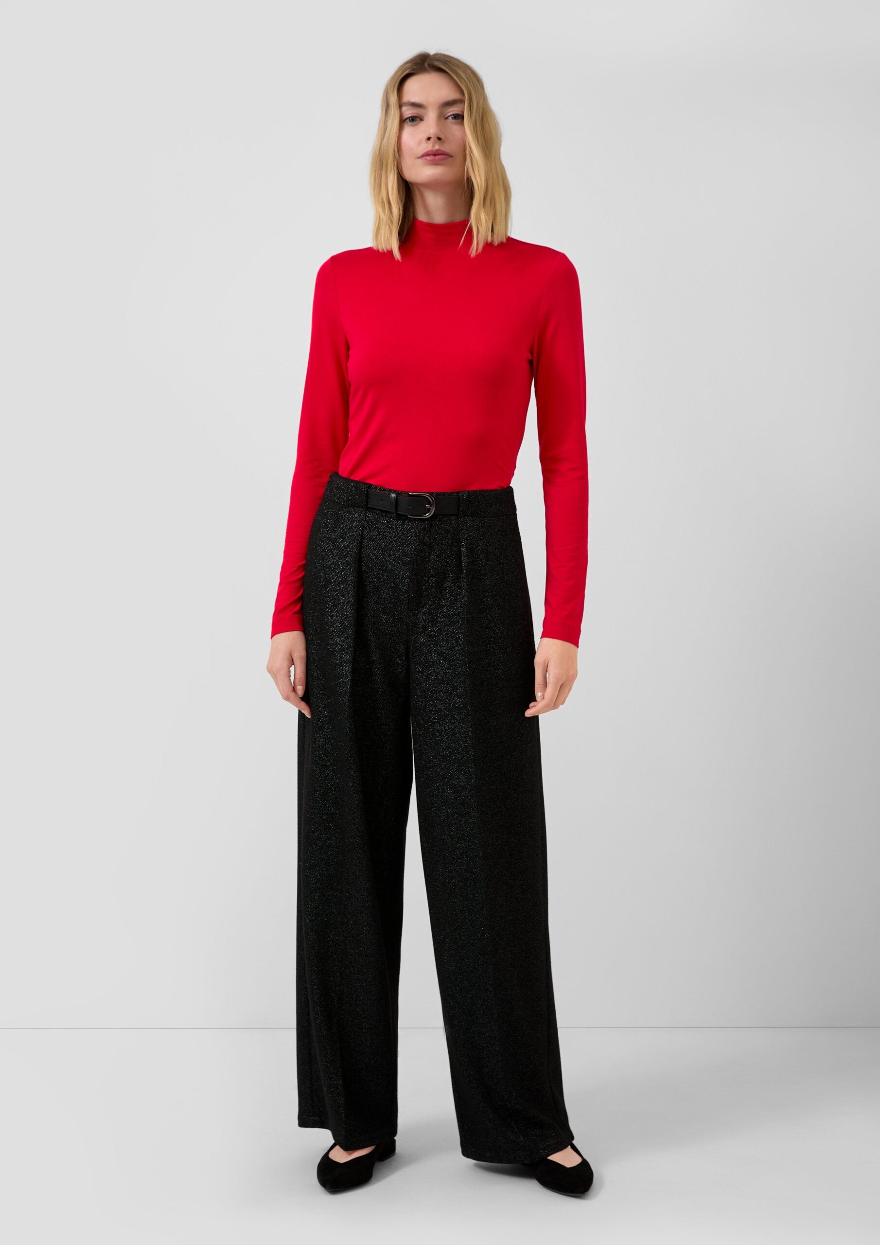 Slim Fit Jerseyshirt mit Stehkragen