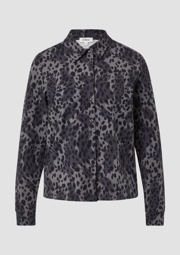 Jerseybluse mit Leo-Muster