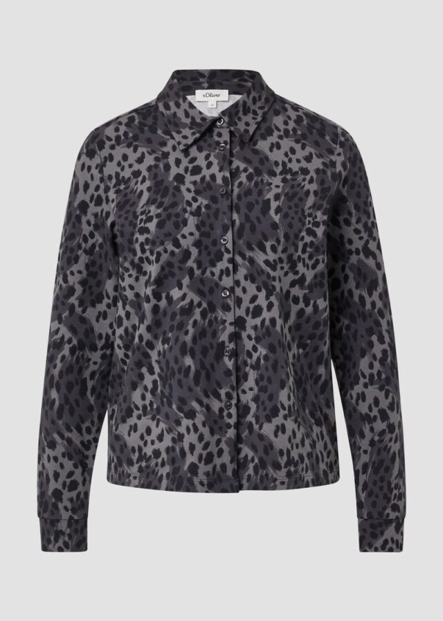 Jerseybluse mit Leo-Muster