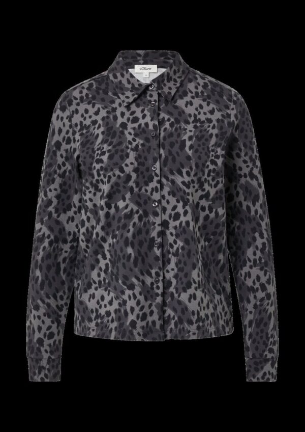 Jerseybluse mit Leo-Muster