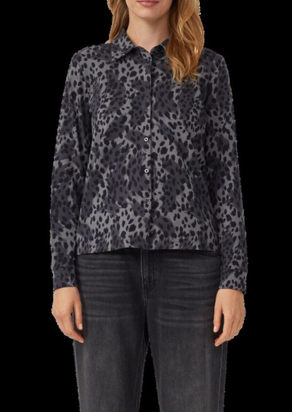 Jerseybluse mit Leo-Muster