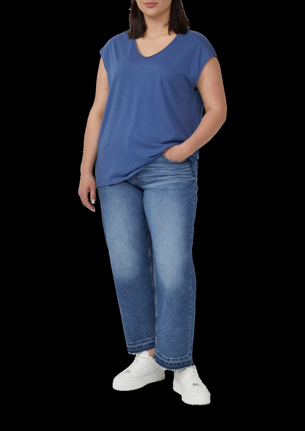 T-Shirt mit V-Ausschnitt im Relaxed Fit