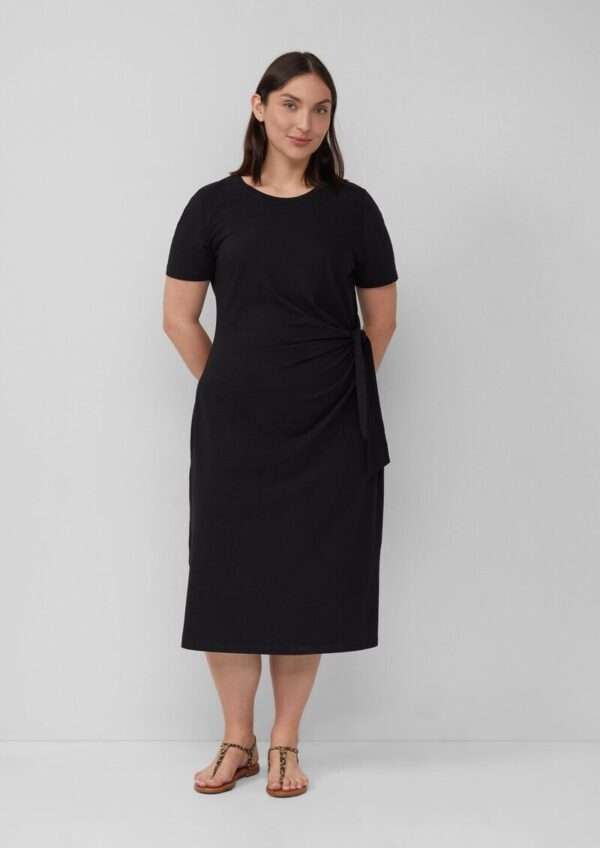 Jersey-Kleid mit Knotendetail und Raffung