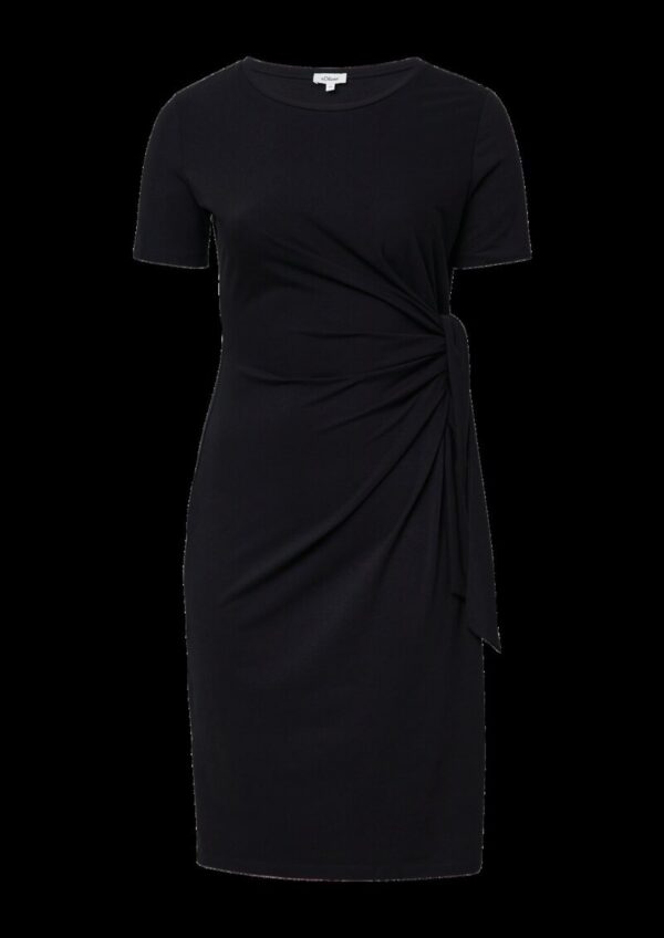 Jersey-Kleid mit Knotendetail und Raffung