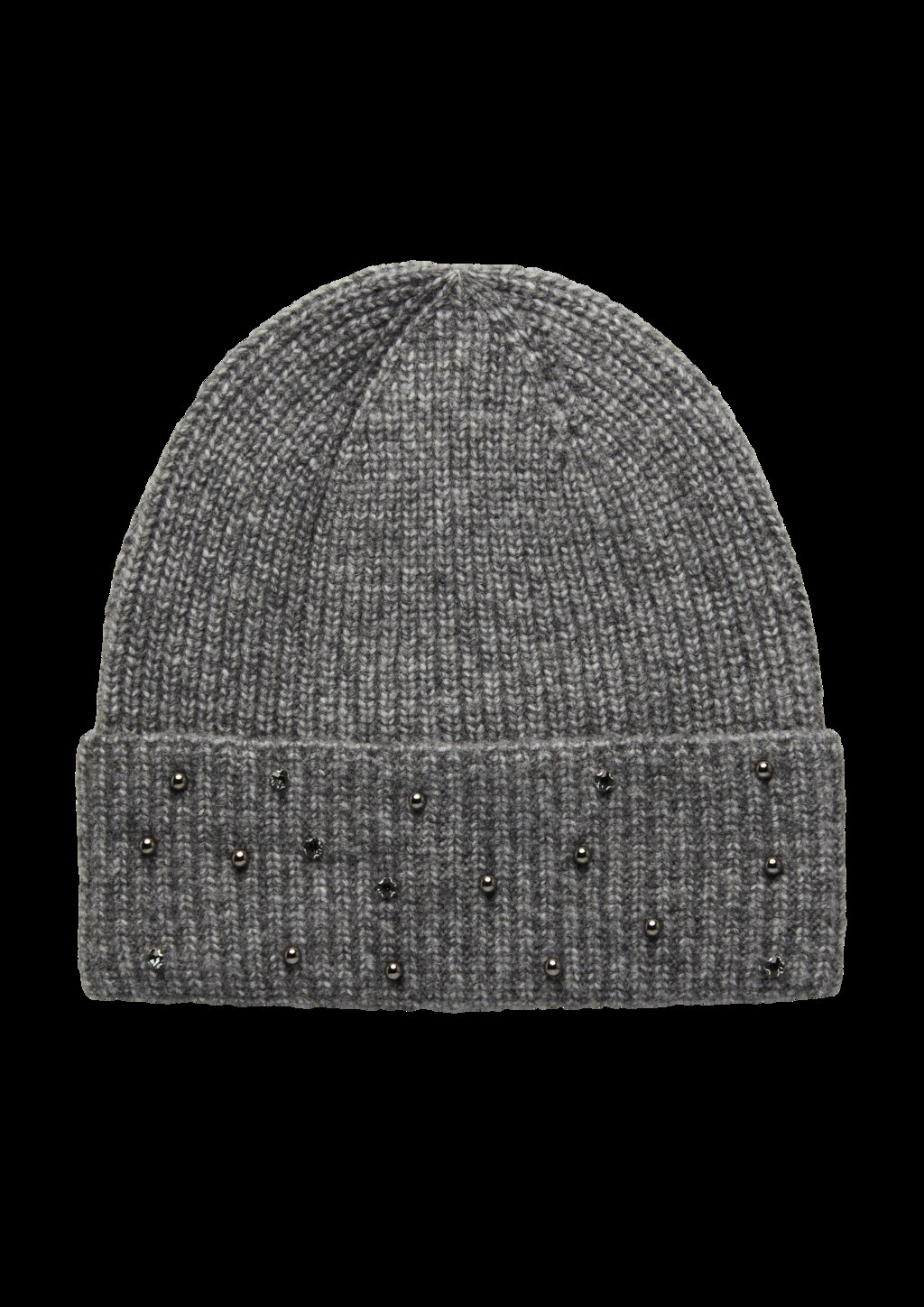 Beanie aus Wollmix mit Stein-Besatz