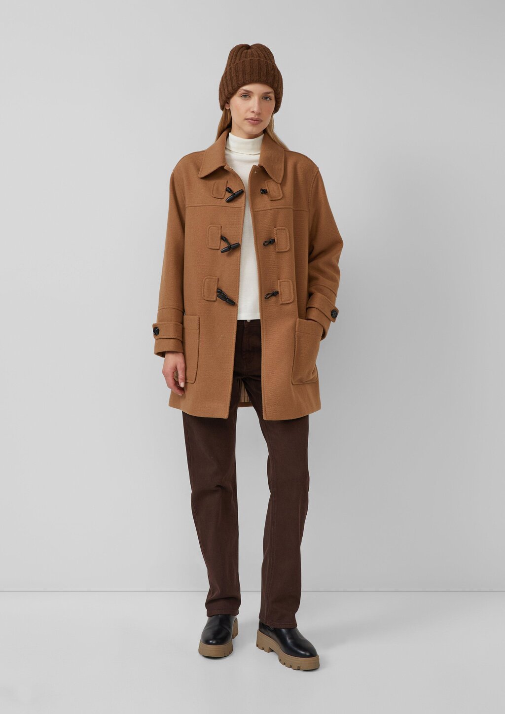 Strick-Beanie mit Wollanteil