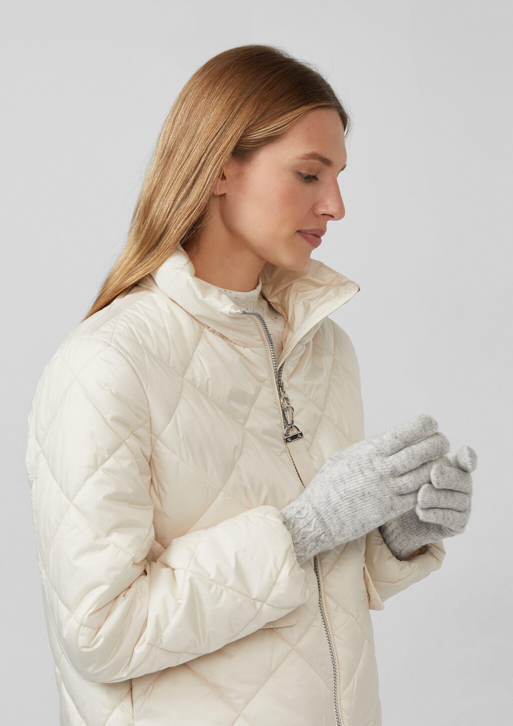 Fingerhandschuhe mit Strickmuster und Wollanteil