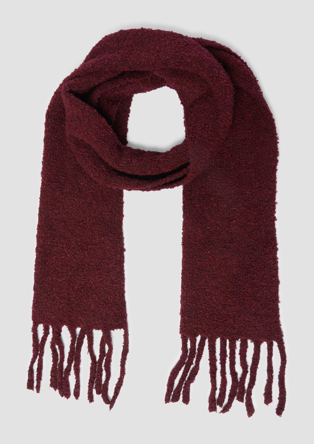 Schal in Bouclé-Optik mit Fransen