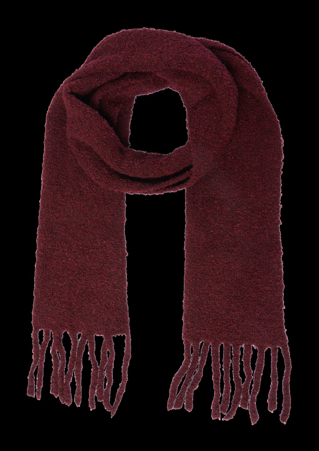 Schal in Bouclé-Optik mit Fransen