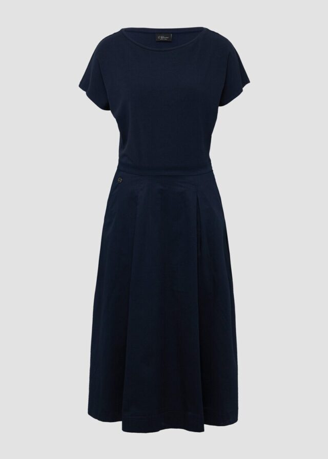 Midikleid im Fabricmix mit Eingrifftaschen