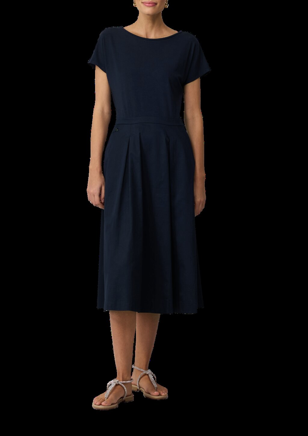 Midikleid im Fabricmix mit Eingrifftaschen