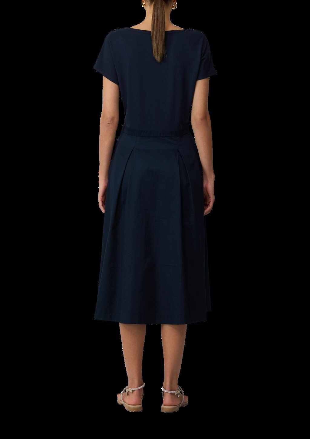 Midikleid im Fabricmix mit Eingrifftaschen