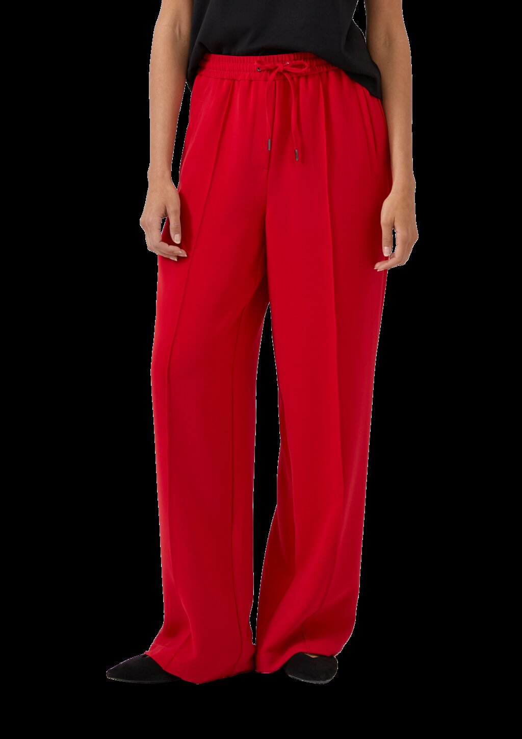 Fließende Hose mit geradem Bein und Elastikbund