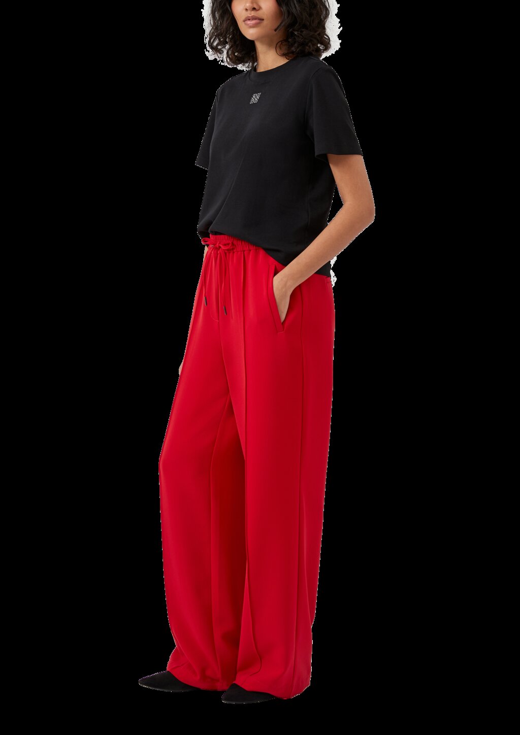 Fließende Hose mit geradem Bein und Elastikbund