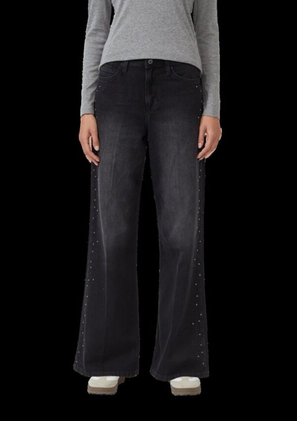 Jeans Suri / Regular Fit / High Rise / Wide Leg / Schmuckstein-Details