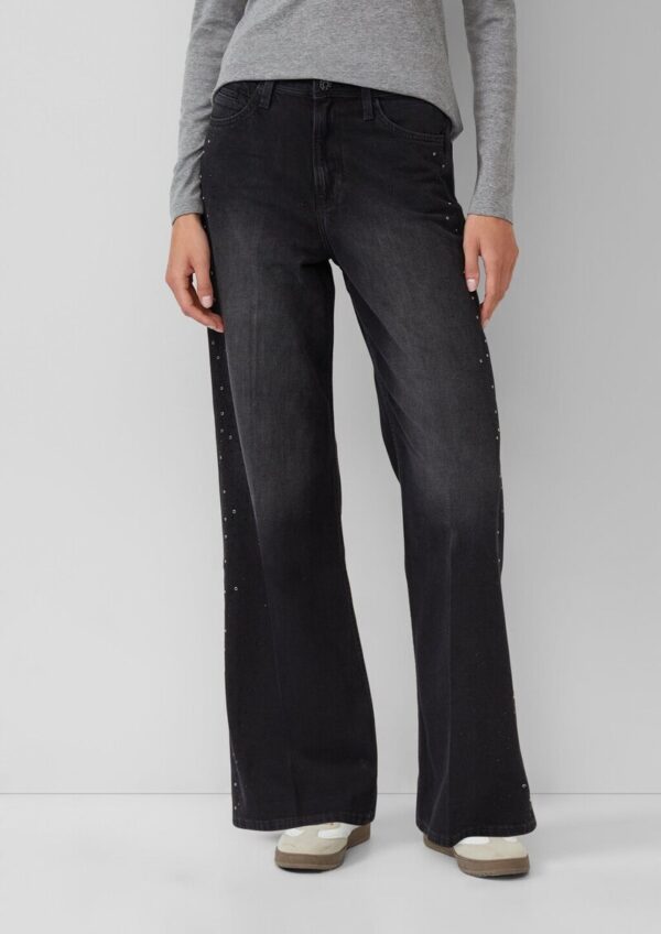 Jeans Suri / Regular Fit / High Rise / Wide Leg / Schmuckstein-Details