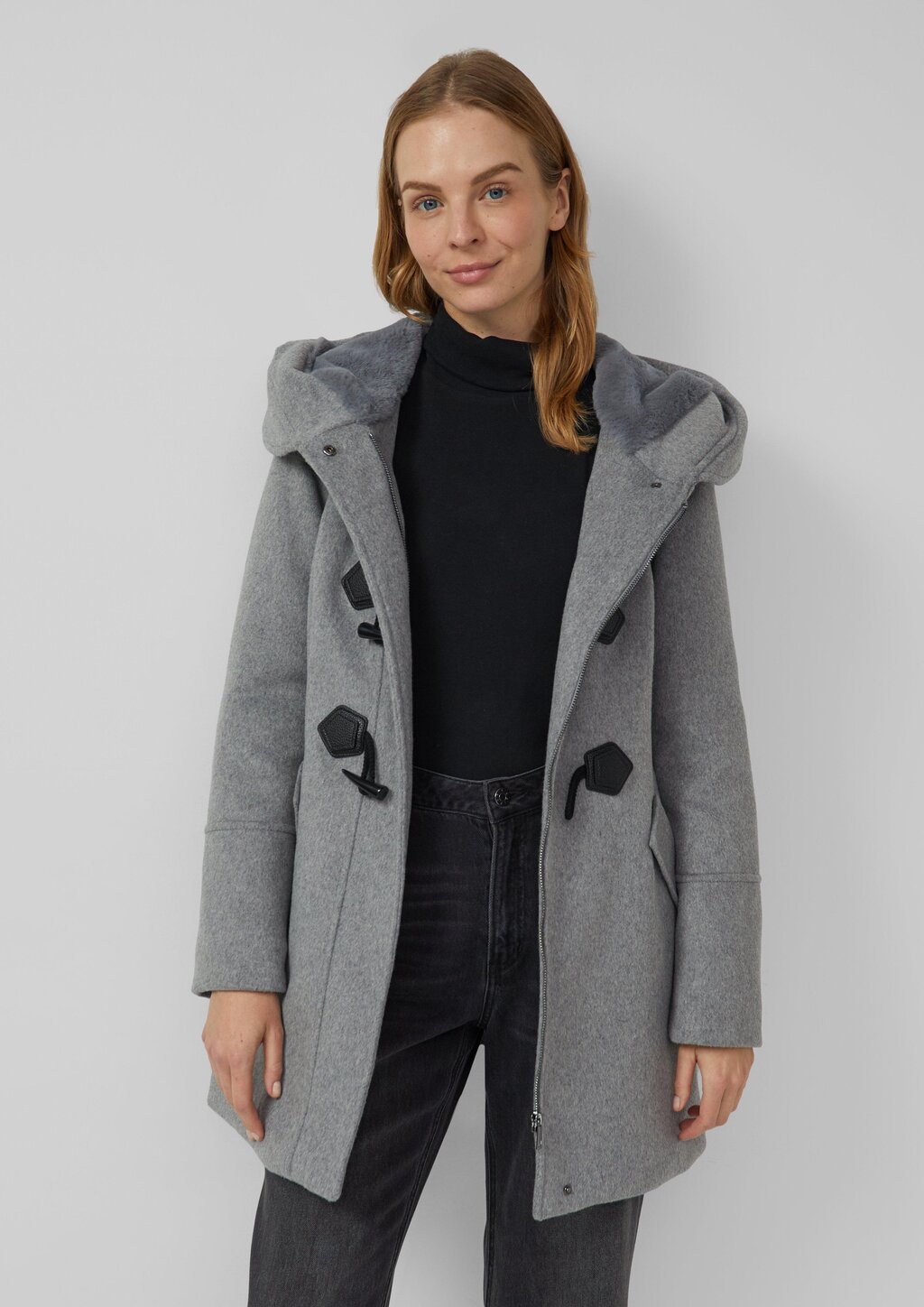 Taillierter Dufflecoat aus Wollmix