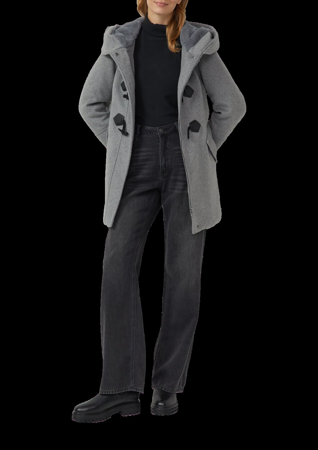 Taillierter Dufflecoat aus Wollmix