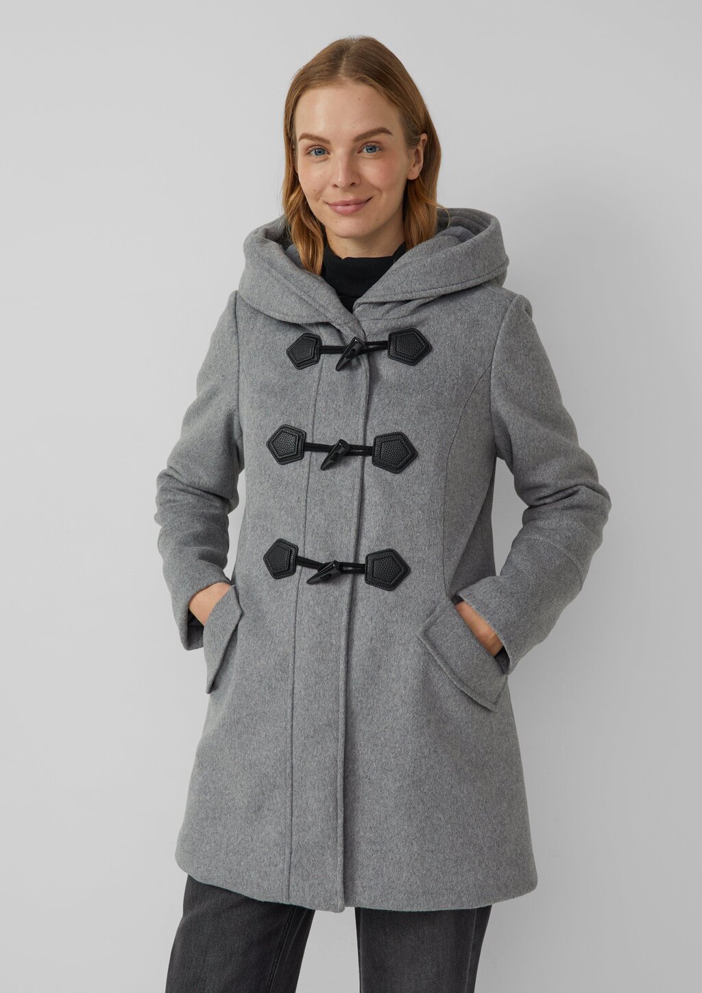 Taillierter Dufflecoat aus Wollmix