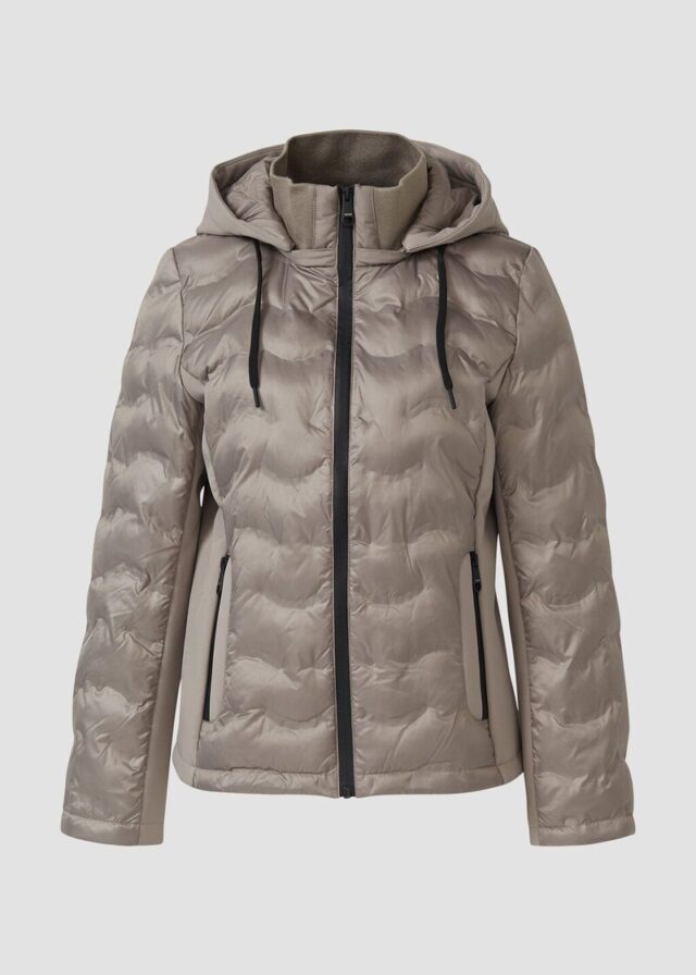 Leichte Jacke im Fabricmix mit abnehmbarer Kapuze