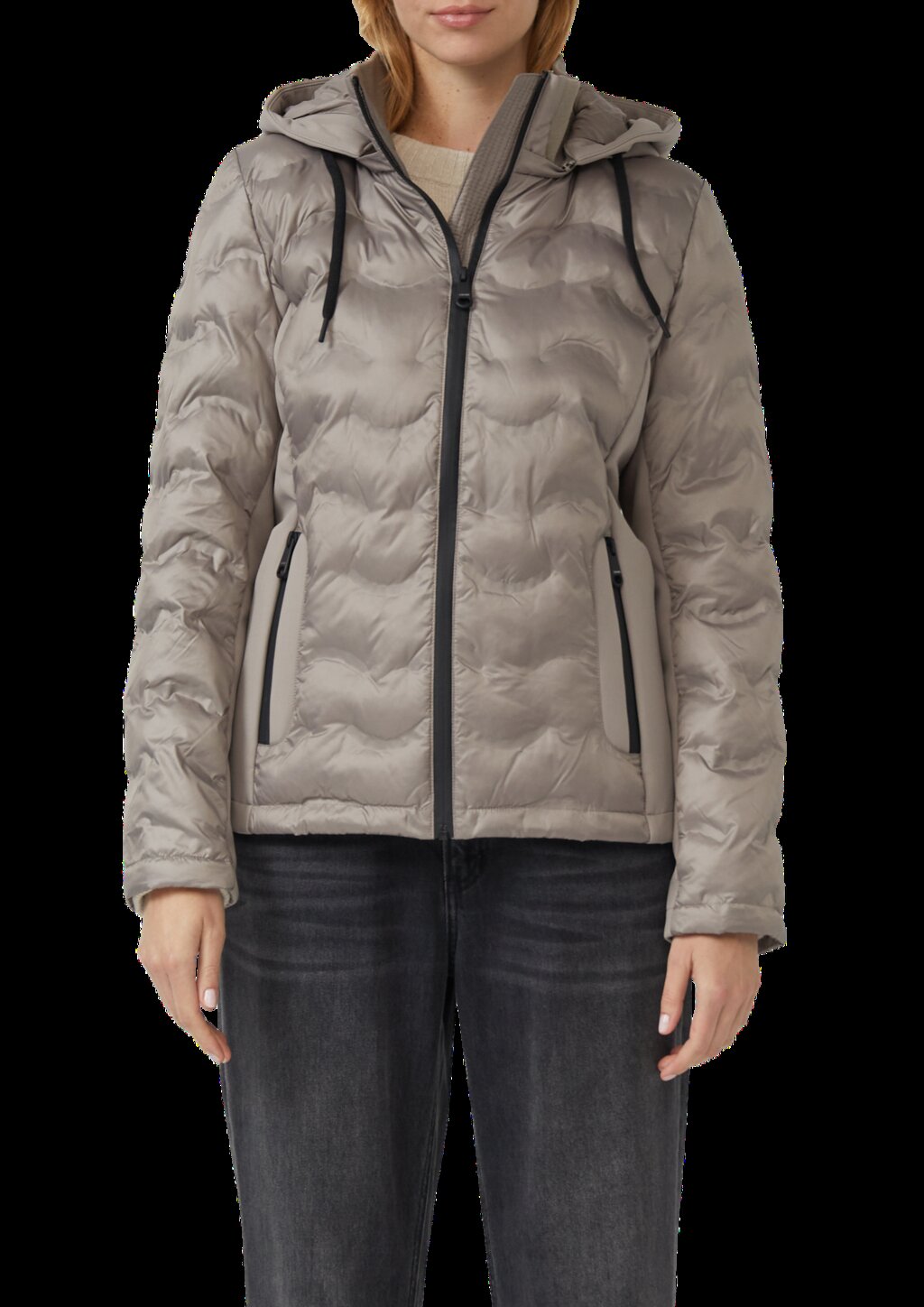 Leichte Jacke im Fabricmix mit abnehmbarer Kapuze